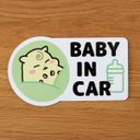 ハムスターの車用マグネットステッカー／ BABY IN CAR（赤ちゃんが乗っています）／イエロージャンガリアン（プディング）