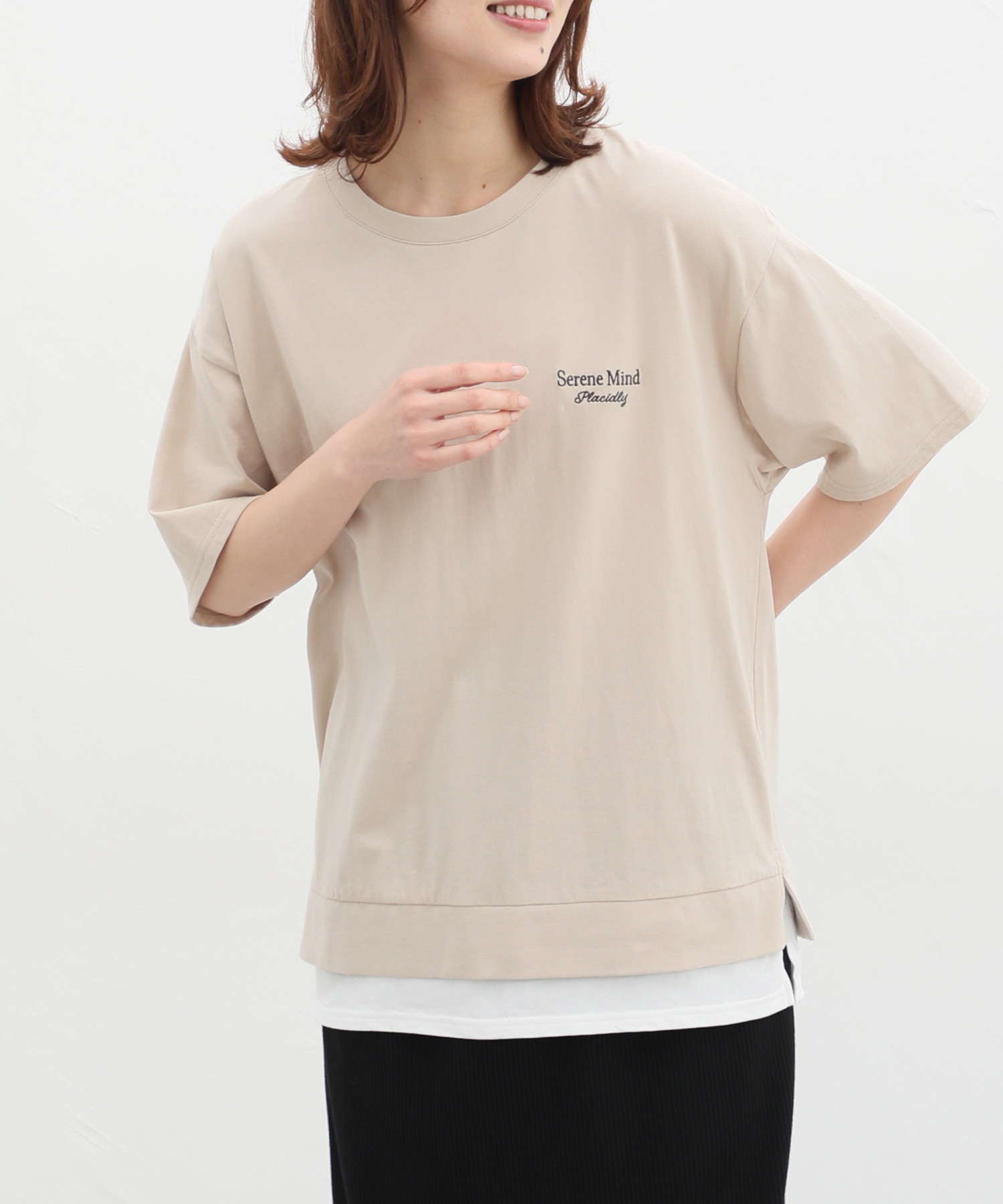 グラシア/裾レイヤード風トップス トップス Tシャツ レディース 綿100％ UVカット