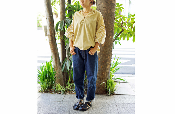 ★SALE【即納可】リバースアップリケ・ブラウス（NK23-012-beige）