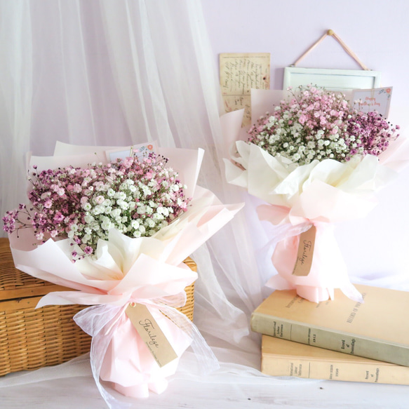 母の日ギフトpink gradation babys breath bouquetピンクグラデーションかすみそう花束