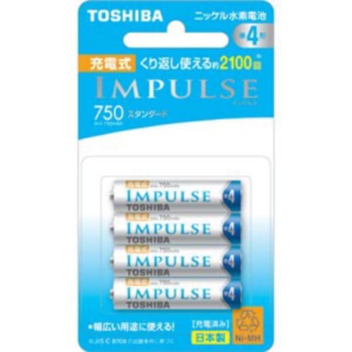 東芝 ニッケル水素電池 「充電式IMPULSE」 スタンダードタイプ 単4形 4本 TNH-4ME 4P