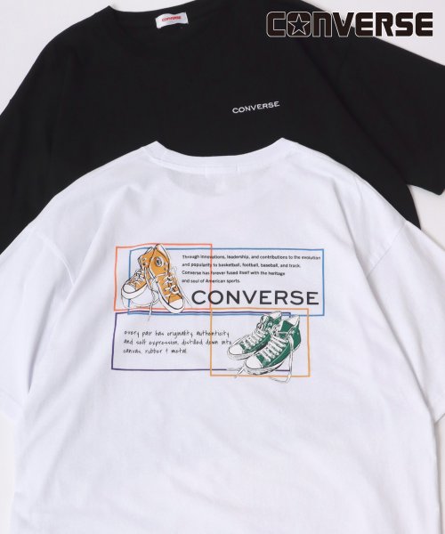 【Lazar】CONVERSE/コンバース オーバーサイズ オールスター スニーカー バックプリント ロゴ ワンポイント刺繍 Tシャツ 半袖 メンズ レディース