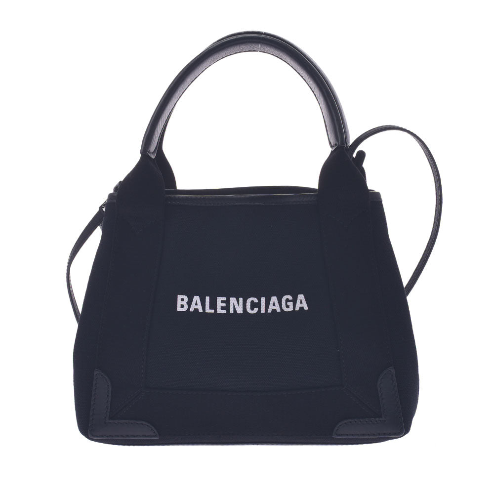 BALENCIAGA バレンシアガ ネイビーカバス XS 2WAYバッグ 黒 390346 ユニセックス キャンバス/レザー ハンドバッグ Aランク 中古 