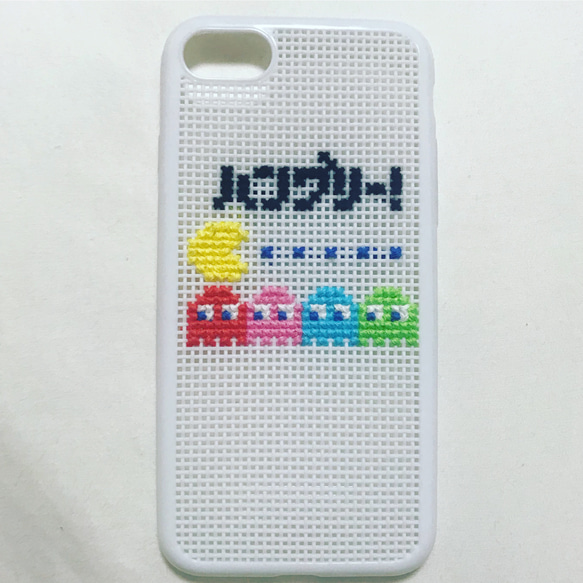 刺繍　パックマン　ゲーム iPhoneケース　レトロ