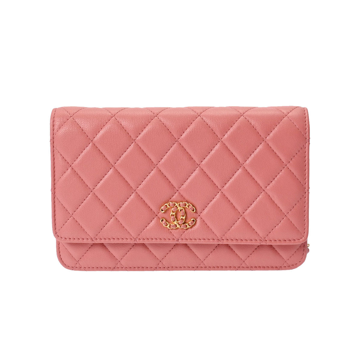 CHANEL シャネル マトラッセ チェーンウォレット ピンク ゴールド金具 レディース ラムスキン ショルダーバッグ ABランク 中古 