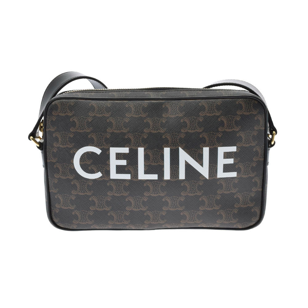 CELINE セリーヌ プリントミディアム 黒 194502CIM レディース トリオンフキャンバス/PVC メッセンジャーバッグ Aランク 中古 