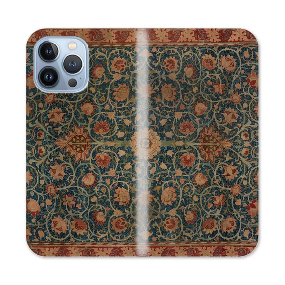 【モリス柄最多の品揃え　高精細画像使用】iPhoneケース　モリス手帳型帯なし　Holland Park carpet