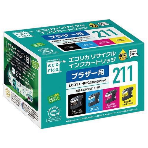 インク エコリカ カートリッジ ECI-BR211-4P LC211-4PK対応4色セット