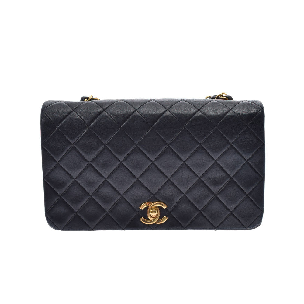 CHANEL シャネル マトラッセ チェーンショルダー 23cm シングル 黒 ゴールド金具 レディース カーフ ショルダーバッグ ABランク 中古 