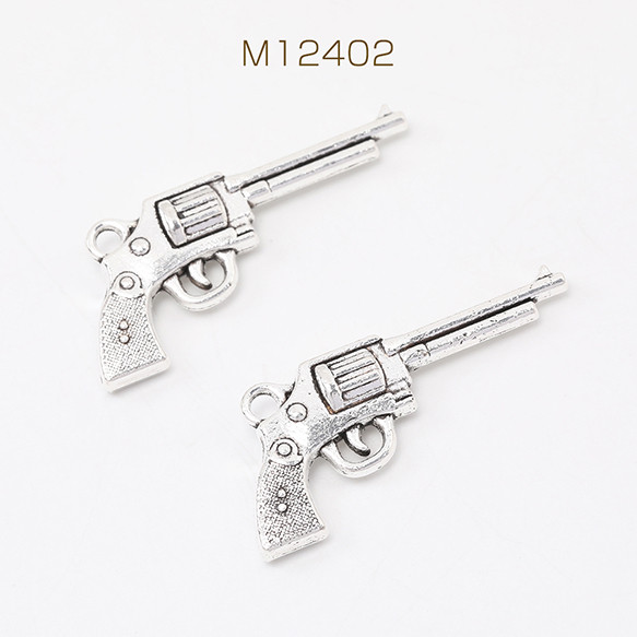 M12402   18個  アンティークシルバー ピストル 15×35mm   3X（6ヶ）