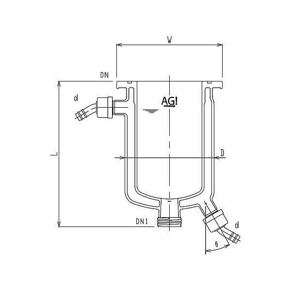 旭製作所 フルジャケット式セパラ反応容器 ホース口タイプ・弁座付 Oリング溝付 3076-2/120-H-G 1個 61-4716-25（直送品）