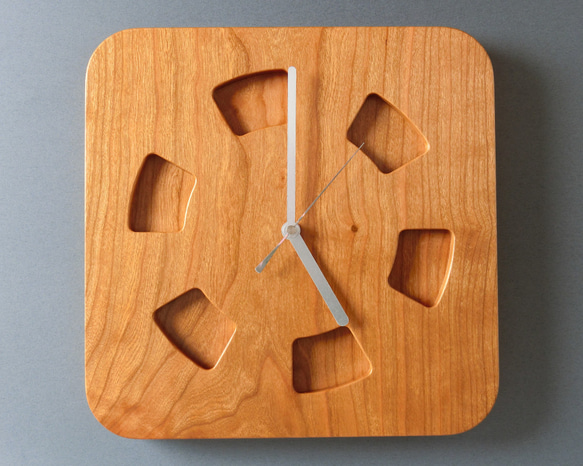 掛け時計（木製・無垢）Wood Wall Clock WS-S1　ブラックチェリー