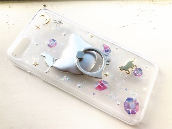 宇宙 惑星 猫 iPhoneケース ~ クリアケー 月 星 ねこ ハードケース 透明 猫雑貨 スマホケース