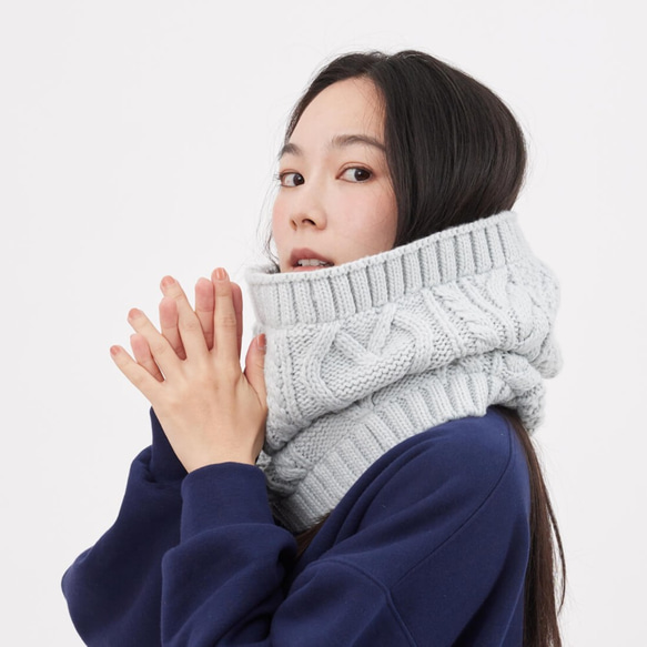 Lulu Cable Knitting Warm Neck Gaiter / Grey