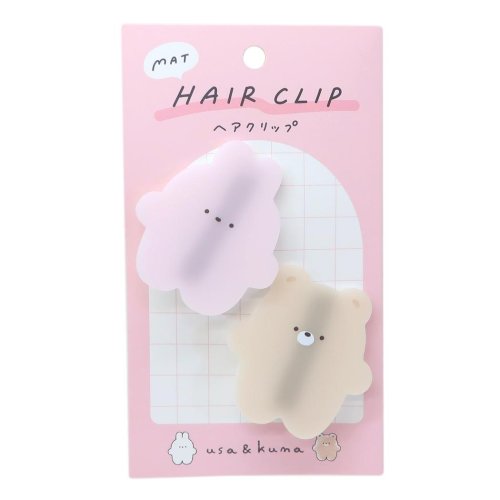 ヘアアクセ マットヘアクリップ うさ＆くま カミオジャパン 前髪クリップ かわいい グッズ