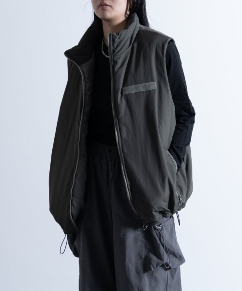 Washed Nylon Super Loose Padded Military Vest / ワッシャーナイロン スーパールーズ フェイクダウン ミリタリーベ