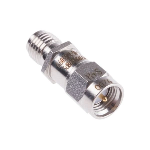 Huber+Suhner RFアッテネータ， 3dB， SMAプラグーソケット 50Ω 6603_SMA-50-1/199_NE（直送品）