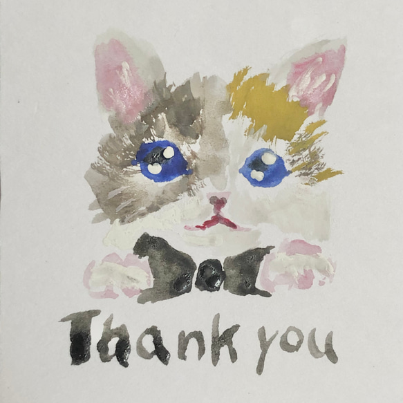 猫ちゃんのthank youカード(ルシファーくん)