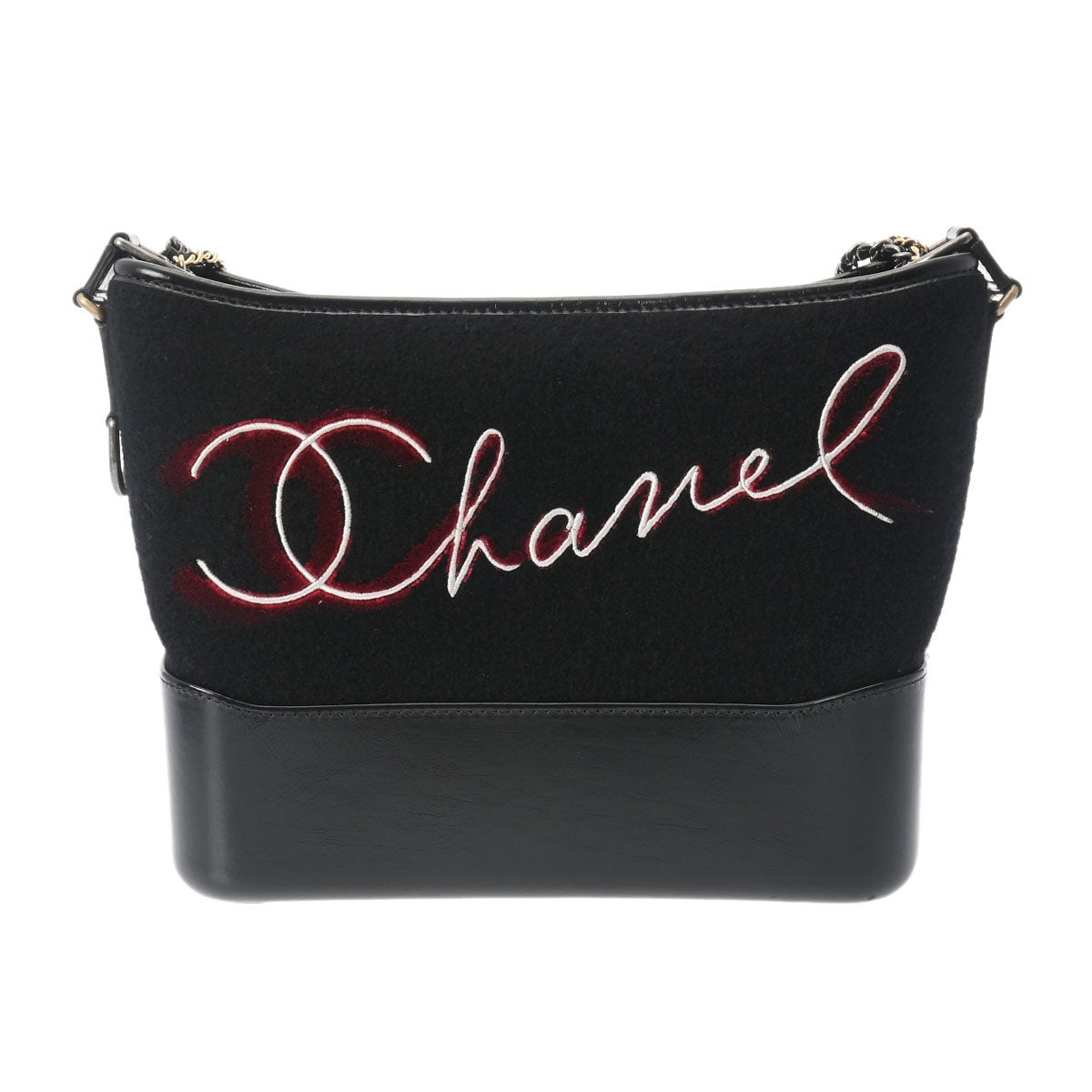 CHANEL シャネル ガブリエル ホーボー ミディアム 黒 ゴールド/シルバー金具 - レディース ウール/カーフ ショルダーバッグ Aランク 中古 