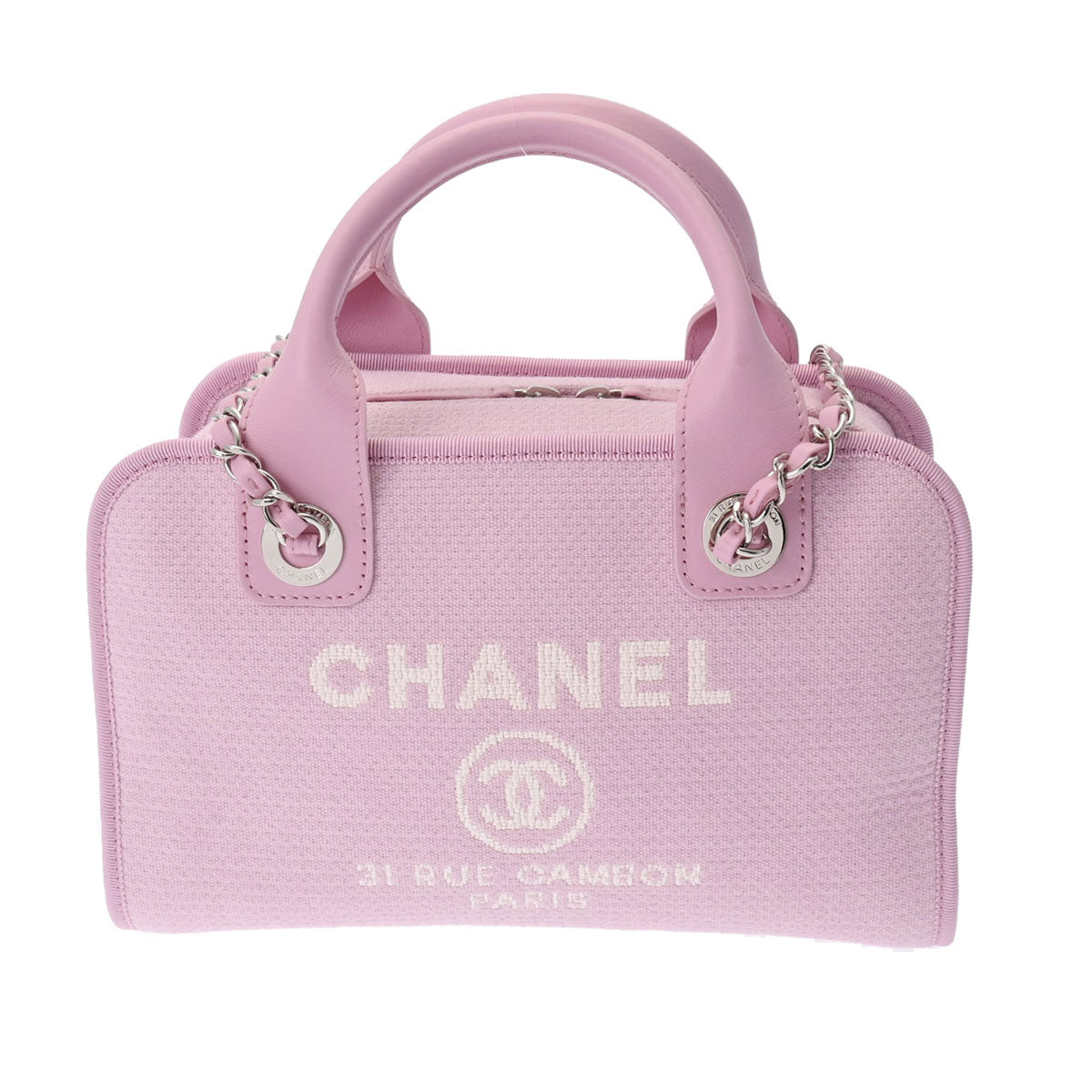 CHANEL シャネル ドーヴィル ボーリングバッグ 2WAY ピンク A92749 レディース キャンバス ハンドバッグ 未使用 