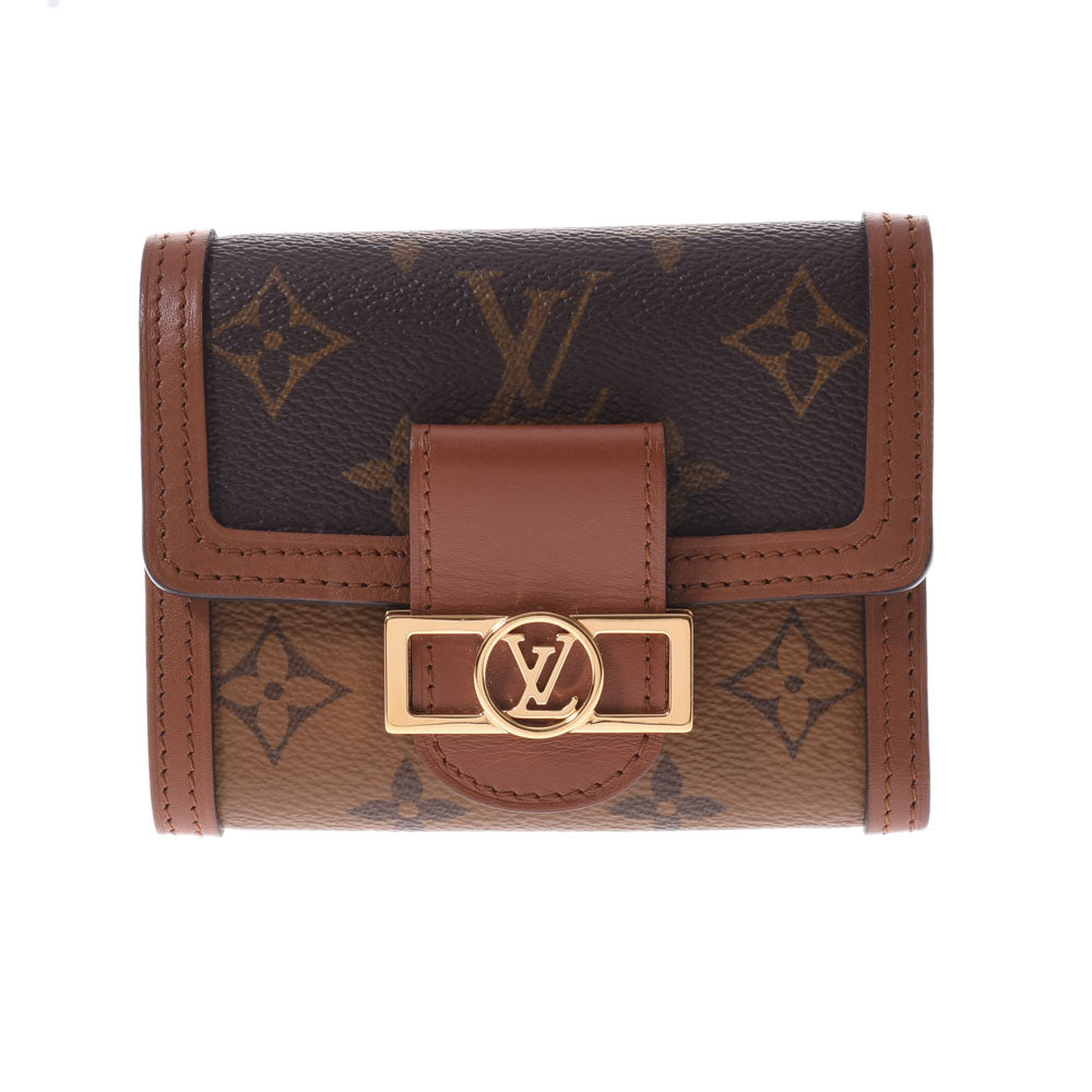 LOUIS VUITTON ルイヴィトン モノグラム リバース ドーフィーヌ コンパクト ブラウン M68725 レディース モノグラムキャンバス 三つ折り財布 Aランク 中古 