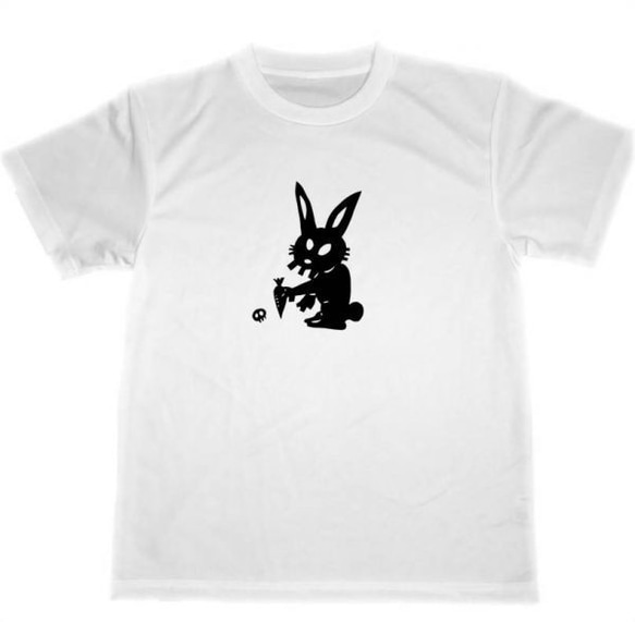 ウサギ　切り絵　ドライ　Tシャツ　白　グッズ　アート　パンク