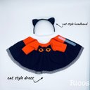 ⌘ネコちゃんワンピース&へアバンド　セット⌘　26センチドール　お世話人形　着せ替え　ドール服　26㎝ドール　ハロウィン　ドールハロウィン