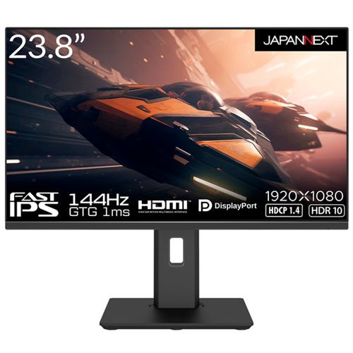 JAPANNEXT ゲーミングモニター JN-238Gi144FHDR-HSP | 23.8型 | 1920x1080 | 144Hz | 280cd/m2 | 1000:1 | 非光沢 | HDR | Fast IPS