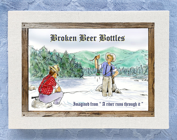 アートパネル「 Broken beer bottles 」 A4サイズ ハンドクラフト