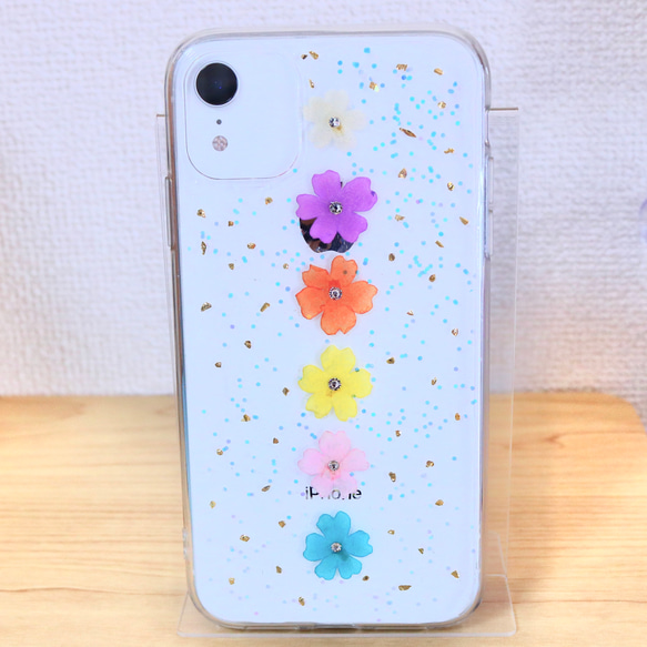 iPhone11/iPhoneXR 【きらきら押し花】スマホケース