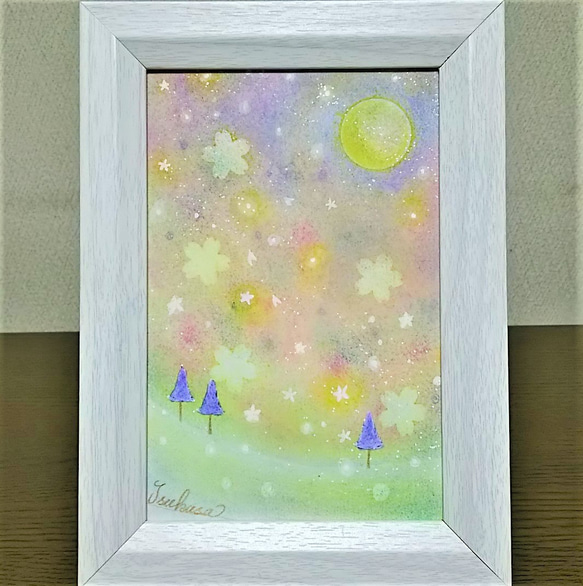 パステルアート　花待月　パステル画原画