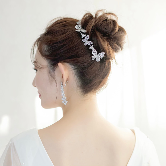 MA205 ヘッドドレス　ウェディング　ブライダル ヘアアクセサリー ちょうちょ    結婚式