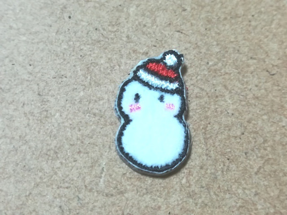 かわいい雪だるま刺繍ワッペンSS/クリスマス冬