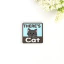 ４.５×４.５cm【＊黒猫＊THERES CAT（猫が居ます） マグネットステッカー】車 通院 玄関 ドア ポスト