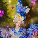 『~続~雨音のnocturne』????立ち耳ワイヤー入り紫陽花カチューシャ【単品】（モヘア使用）SD 60cmドール ウィッグサイズ9〜10インチ