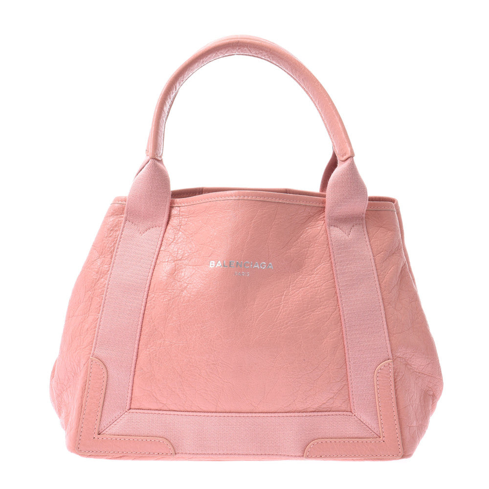 BALENCIAGA バレンシアガ ネイビーカバ ピンク レディース カーフ ハンドバッグ ABランク 中古 