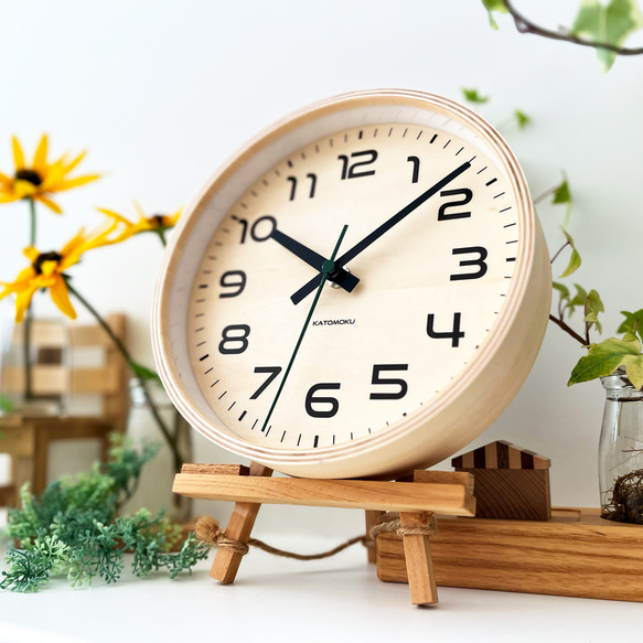 KATOMOKU plywood clock 23 ナチュラルkm-146NA  掛け時計 木製 静か Sサイズ