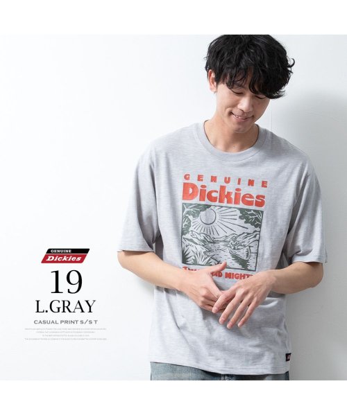 半袖tシャツ メンズ GENUINE 半袖 おしゃれ プリント ディッキーズ クルーネック トップス プリントtシャツ 春夏 グレー アメカジ tシャツ