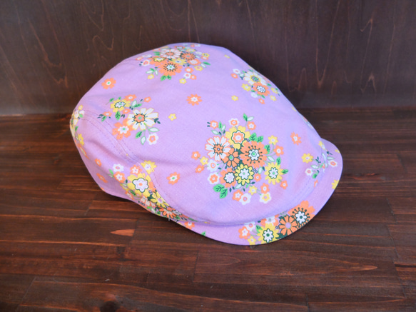 小さな花束柄(紫)ハンチング(small bouquet pattern(purple) hunting cap)