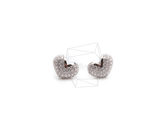 ERG-2262-R【2個入り】ハートキュービックピアス,heart Cubic Post Earring