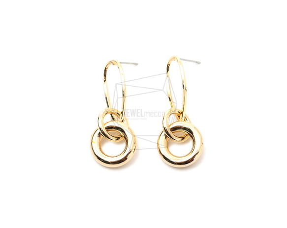 ERG-1728-G【2個入り】マルチラウンドリンクピアス  ,Multi Round Links Earring