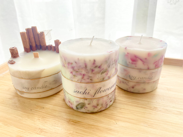 losflower　soy candle 【ロスフラワーソイキャンドル】ピンクパープルフラワー