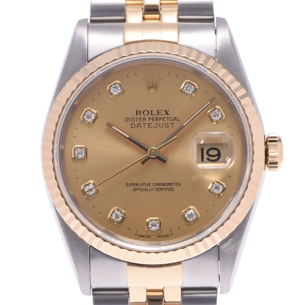 ROLEX ロレックス デイトジャスト 10Pダイヤ 16233G メンズ YG/SS 腕時計 自動巻き シャンパン文字盤 Aランク 中古 