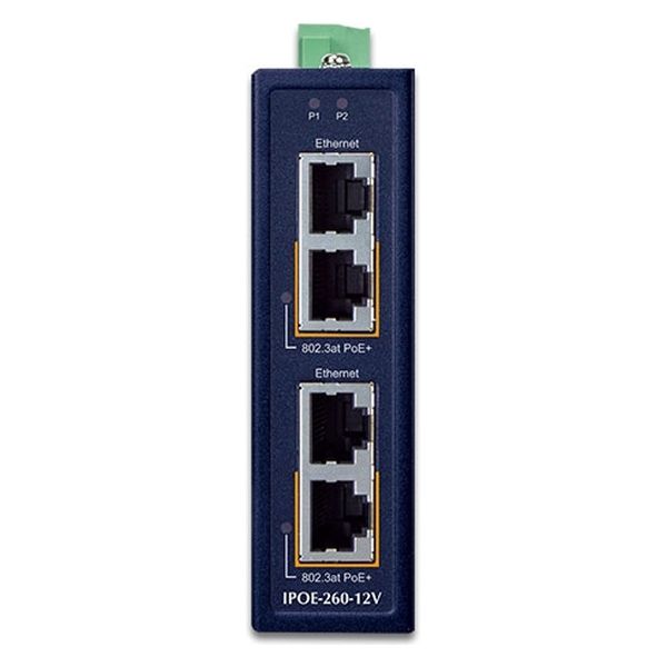 PLANET Technology 産業用2ポートIEEE 802.3at PoE+インジェクター IPOE-260-12V 1台（直送品）