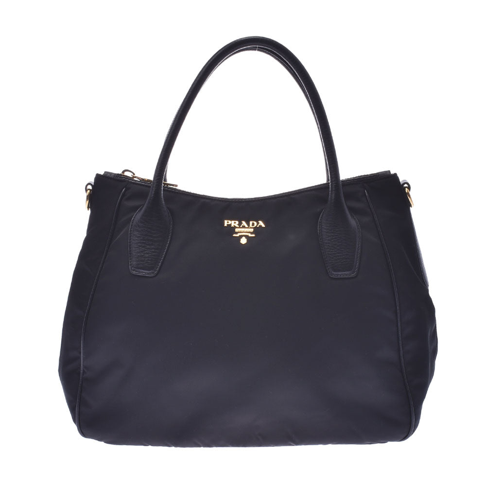 PRADA プラダ トートバッグ 黒 ゴールド金具 BR4992 レディース ナイロン/レザー 2WAYバッグ Aランク 中古 