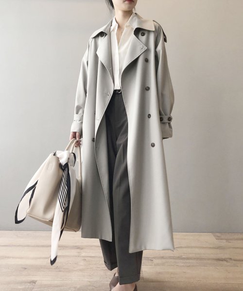 Thick trench coat　21020　とろみトレンチコート　トレンチ　コート　春物先行　プリングコート ロングコート