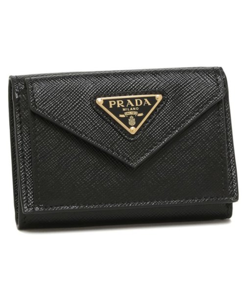 プラダ 三つ折り財布 サフィアーノ ミニ財布 トライアングルロゴ ブラック PRADA 1MH021 QHH F0002