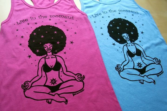 yocomoco.art yoga tank 2013 Afro girl BLUE 青