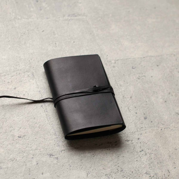 Black refillable leather notebook/ Book Cover A6 size