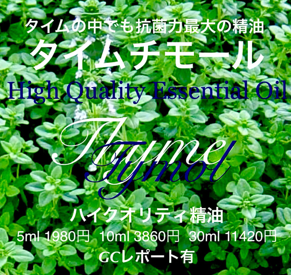 【タイムで抗菌性最大の精油】タイムチモール精油10ml